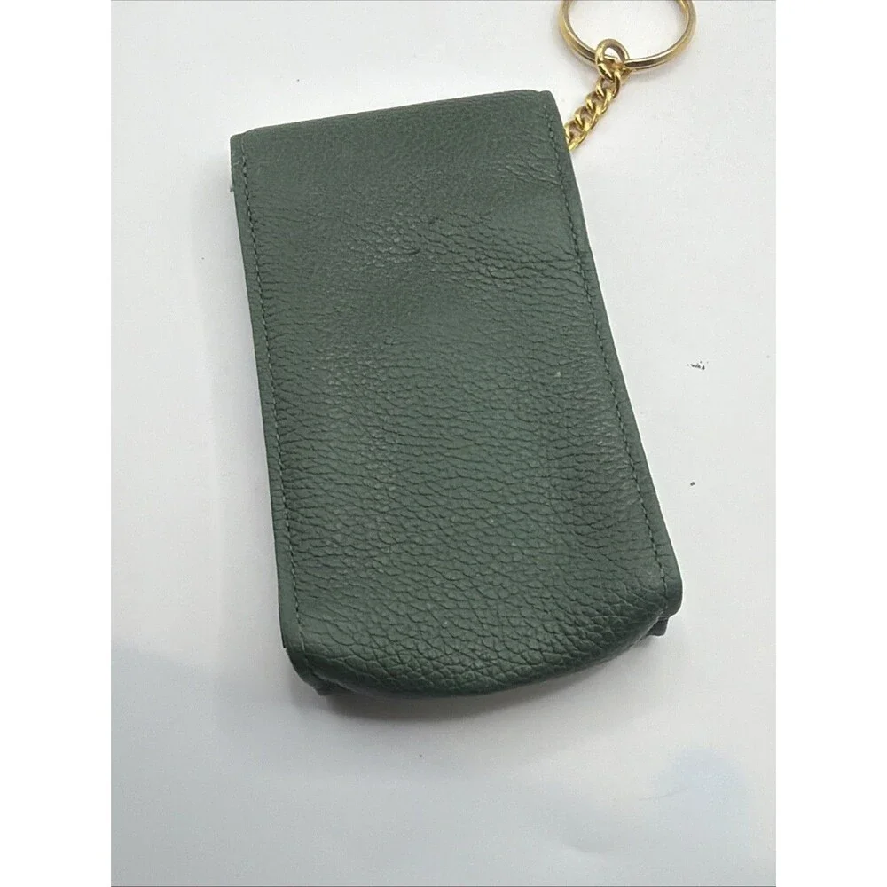 Longchamp Paris Made In France Key Ring Wallet Flap Forest Green Rare
